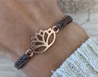 Makramee-Armband Lotusblüte / Lotus-Armband / Yoga-Armband / Makramee Armband Lotusblume / Boho Armband / Armband gold/silber/roségold
