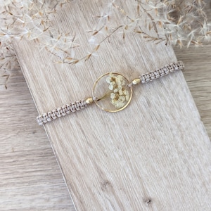 From €14.90 / Macrame bracelet with dried flower / Flower bracelet / Flower jewelry / Dried flower necklace / Flower necklace / Gold flower jewelry set