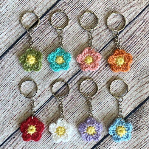 Crochet Daisy Keychain Etsy