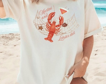 Lobster Martini Shirt, Nantucket Coastal Shirt, Lobster Tshirt, Fisherman Aesthetic, La Dolce Vita Shirt, Coastal Granddaughter, Lobster Tee