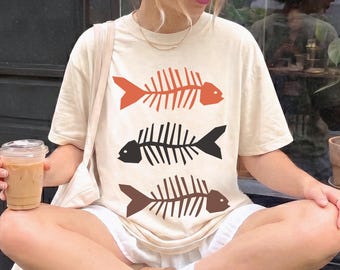 Sardines Halloween Shirt, Fish Skeleton Shirt, Funny Halloween Shirt, Trendy Cute Halloween Shirt, Preppy Halloween Shirt, Spooky Fish Shirt