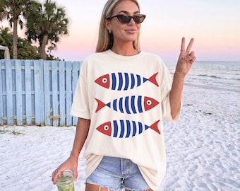 Sardines Graphic Shirt, Tinned Fish Shirt, Sardines Shirt, Fisherman Aesthetic, Mediterranean Summer, La Dolce Vita, Tomato Girl Summer