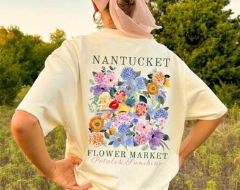 Nantucket Flower Market, Nantucket Massachusetts, Nantucket Shirts, Flower Market Shirt, Tomato Girl Summer, Boho Floral Shirt, Tomato Shirt