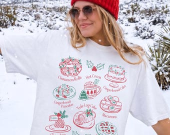 Cozy Christmas Cake Lover Shirt, Christmas Treats Shirt, Christmas Baking Shirt, Hot Cocoa Weather, Holiday Baking Tee, French Pastry Shirt