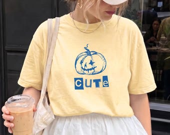 Cute Pumpkin Graphic Tee, Funny Halloween Shirt, Pumpkin Season Shirt, Trendy Halloween Shirt, Preppy Halloween Shirt, Hey There Pumpkin Tee