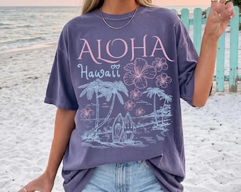 Hawaii Flower Aloha Shirt, Floral Island Shirt, Island Summer Tops, Flower Market Tee, Floral Boho Shirt, Hibiscus Flower Tee, Coconut Girl