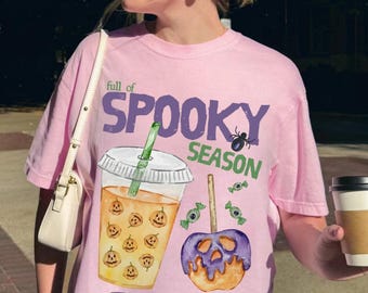 Full Of Spooky Season Spirit Shirt, Funny Halloween Coffee Shirt, Freshly Boo'd Coffee Shirt, Coffee Weather Shirt, Preppy Halloween Shirt