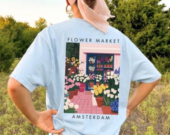 Flower Market Shirt, Amsterdam Flower Market Shirt, Nantucket Shirts, Tomato Girl Summer, Boho Floral Shirt, Tulips Shirt, Vacation Tshirt