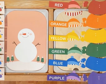 Digital Large Flisat Insert, Snowman Dress Up, Color Matching, Homeschool (A4 Size, Letter Size and A3 Size Printable)
