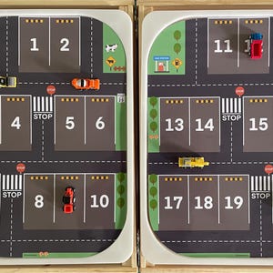 Digitale große Flisat-Einlage, Zahl Auto-Parkplatz-Spielmatte 2, Zahl passend (A4-Größe, Letter-Größe, und A3-Größe druckbar)