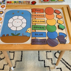 Inserto digital grande Flisat, flor, combinación de colores, preescolar, educación en casa (tamaños A3, carta y A4 imprimibles)