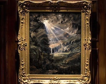 Mountain Valley Paper Print: Moody Dark Academia Landscape