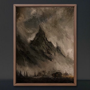 Foggy Countryside House Print: Moody Victorian Tonalism Wall Art