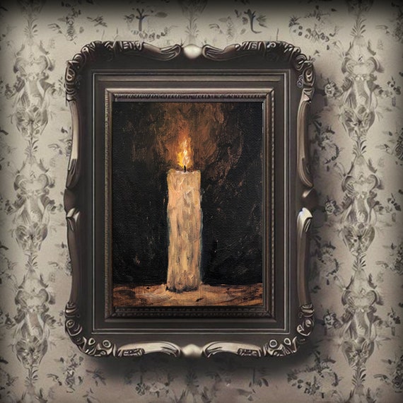 Candle Original Oil Painting. Dark Academia Gift. Vintage Aesthetic Small Wall Decor Art. Victorian Decor Gift Idea. Moody Canvas Art Etsy UK