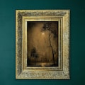 Dark Academia Landscape Oil Painting: Moody Cottagecore Gold Framed Art product logo
