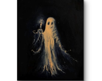 Sanftes Gespenst Ölgemälde: Gothic Dark Academia Spectre, Kerzenlicht