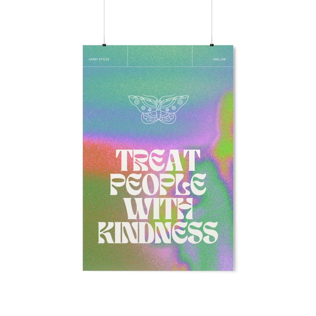 Treat People With Kindness Harry Styles Wall Art Rainbow TPWK Music Artwork Green Lyric Poster
