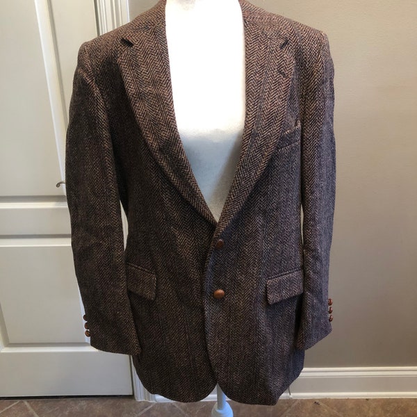 Vintage Men’s Harris Tweed Herribone Wool Jacket by Stafford