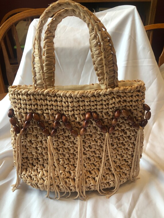 vintage 40s straw bag Gem