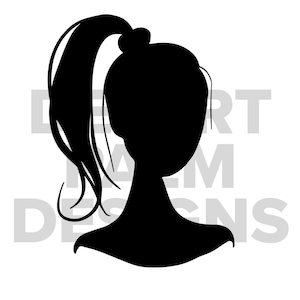Menina com silhueta de rabo de cavalo mínimo moderno design simples Svg, Design Digital PNG EPS SVG pdf Clipart, Cricut Sticker Vector Sublimation