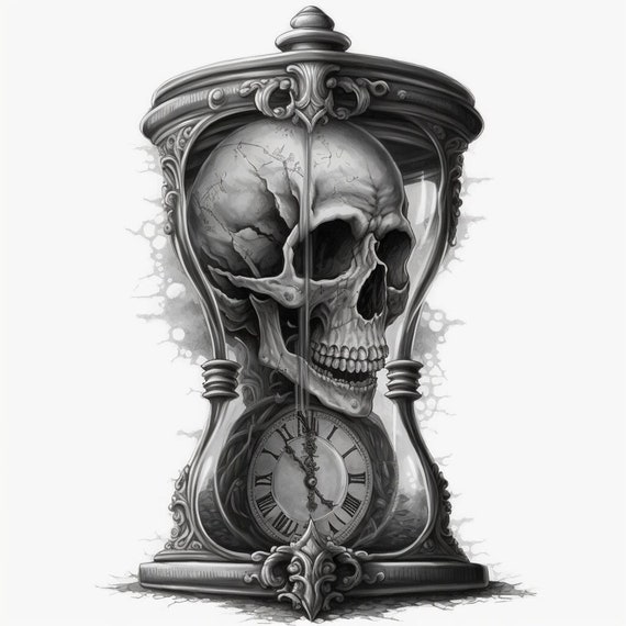 Reloj de arena con calavera hotsell