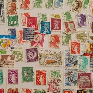 Lot N1 100 Timbres monde oblitérés vintage deco collection scrapbooking très colorées