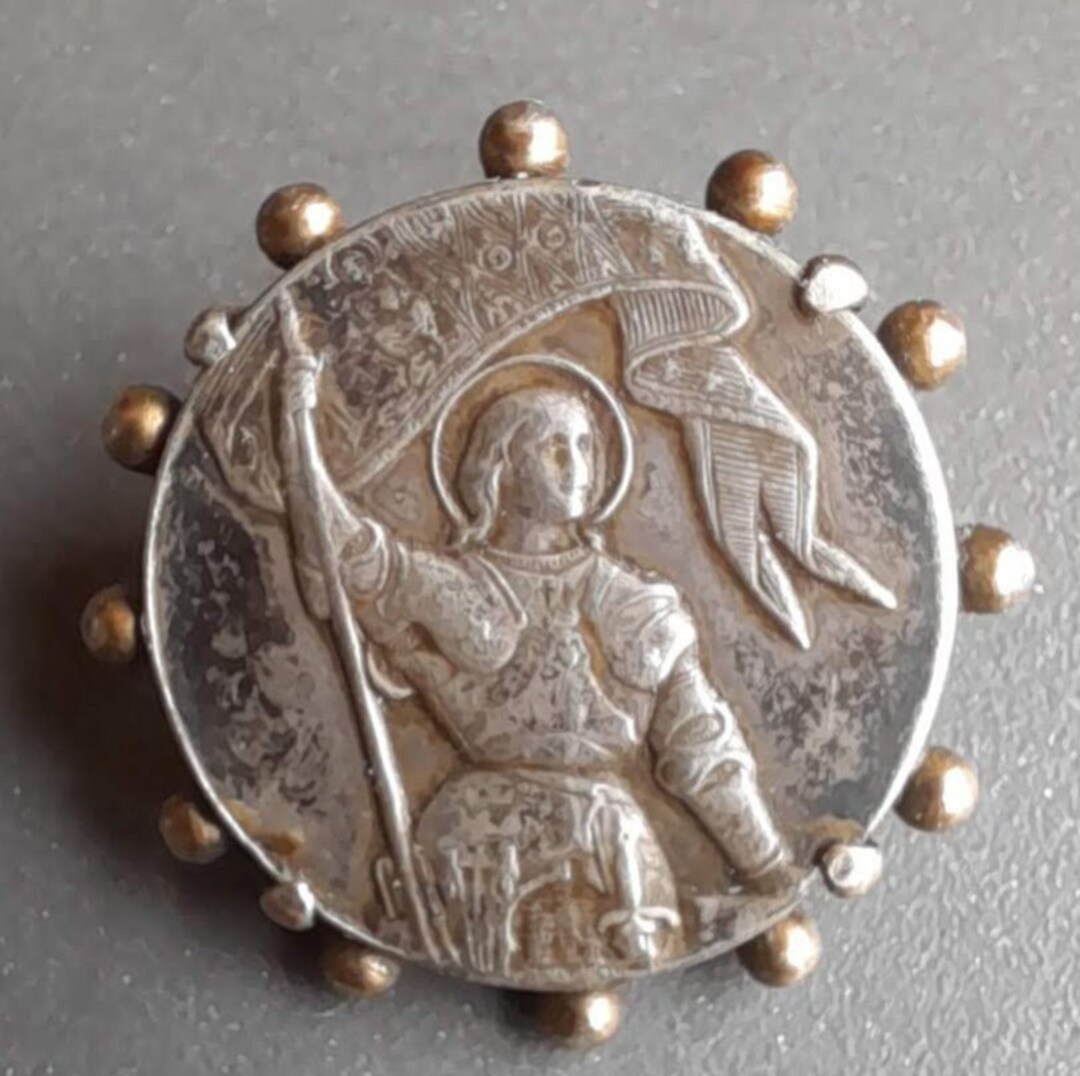 Broche Ancienne Massive Mexicaine Peut-être En Argent Avec Mosaïque - Occasion Rare