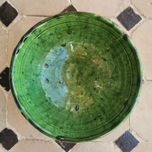 Saladier de Tamegroute- Bol en céramique émaillée- Poterie du Maroc ~ 25 cm