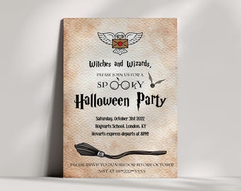EDITABLE Halloween Party Invitation, Witches and Wizards Party, Muggles, Wizard party theme, Evite instant download