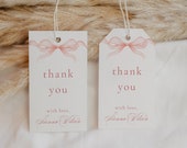 Pink Bow Thank You Tag, Editable Thank you Tag, Printable Favor Tag, Bow Thank you Tag, Shower Favor Tag, Instant Download 012