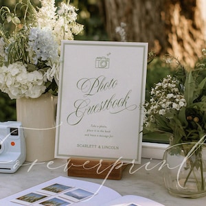 Polaroid Guest Book Sign Template, Wedding Photo Guestbook Sign, Editable Photo Booth Sign, Printable Wedding Sign, Instant Download GR26 image 2