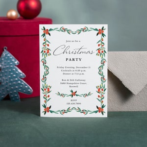 Christmas Party Invitation Template, Christmas Party Invite, Christmas Party Printable, Holiday Party Invite, Christmas Invite Download image 1