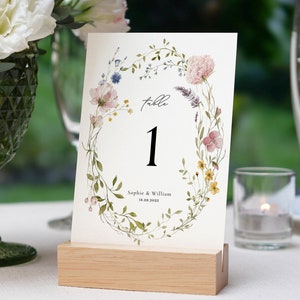 Wildflower Wedding Table Numbers Template, Printable Table Numbers, Wedding Table Numbers, Garden Wedding Table Numbers, Floral Wreath EH1