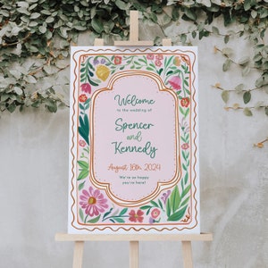Colorful Floral Spring Welcome Sign, Colorful Flowers Sign, Editable Template, Instant Download, Wedding Welcome Sign, Garden Flowers, DAGNY
