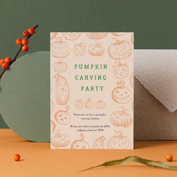 Pumpkin Carving Party Invitation Spooky Pumpkin Carving Invite October Pumpkin Carving Invite Digital Download Instant Download