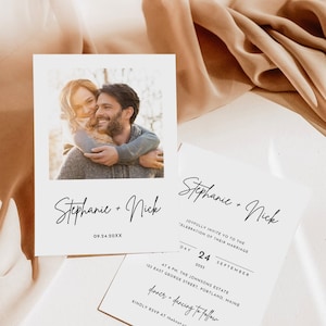 Minimalist Wedding Invitation Template | Editable Minimalist Wedding Invite | Modern Wedding Invite | Photo Wedding Invitation | M4