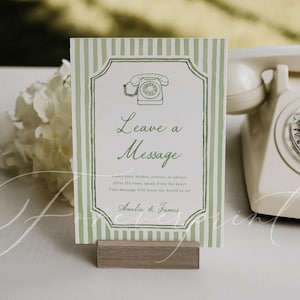 Wedding Audio Guest Book Sign, Leave a Message Sign, Phone Guestbook Printable, Vintage Telephone Wedding Sign, 5x7 Editable Template 021