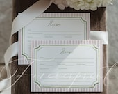 Vintage Recipe Card Template Printable – Pink and Sage Green Kitchen Recipe Sheet – Instant Download