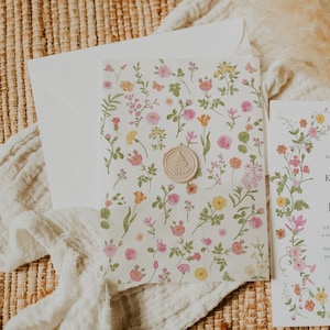 Floral Printable Vellum Wrap, Vellum Jacket Printable, DIY Vellum Fold Template, Pastel Floral Vellum Wrap, Instant Download KARLIE
