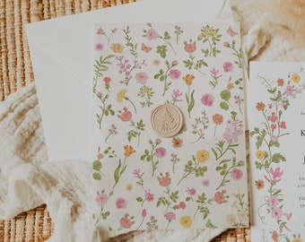 Floral Printable Vellum Wrap, Vellum Jacket Printable, DIY Vellum Fold Template, Pastel Floral Vellum Wrap, Instant Download KARLIE