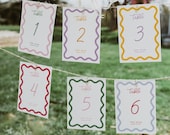 EDITABLE COLOR Wave Wedding Table Numbers Template | Printable Table Numbers | Wavy Card | Scalloped | Curvy | Swirl | Modern wedding, PP2