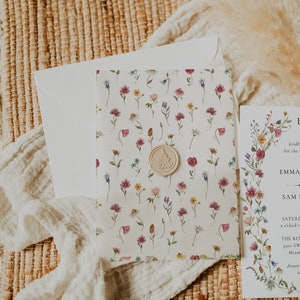 Floral Printable Vellum Wrap, Vellum Jacket Printable, DIY Vellum Fold Template, Floral Vellum Wrap, Instant Download EMMA