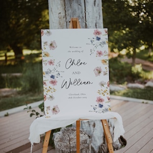 Wildblumen Hochzeit Willkommen, Blumen Willkommensschild Vorlage, Willkommensschild, Sofortiger Download, Hochzeit Willkommensplakat, Bearbeitbare Vorlage, EH1