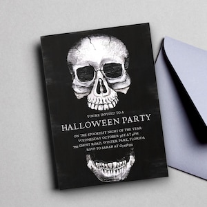 Adult Halloween Party Invitation, Costumes and Cocktails Invitation Costume Party Invite, Gothic Invitation, Editable Template, Skull Invite