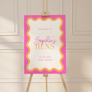 Editable Welcome Sign, Welcome Sign Template, Doodle Welcome Sign, Scalloped Wedding Sign, Diy, Printable Custom Welcome Sign, Waves - SH1