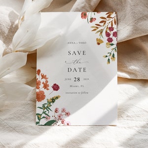 Modèle réservez la date pour mariage d'automne, mariage floral d'automne, réservez notre date, téléchargement immédiat, mariage floral d'automne, réservez cette date rustique ANNA