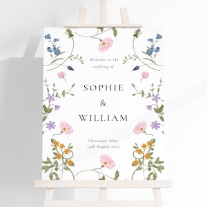 Wildflower Wedding Welcome, Floral Welcome Sign Template, Welcome Sign, Instant Download, Wedding Welcome Poster, Editable Template, KK2 image 5