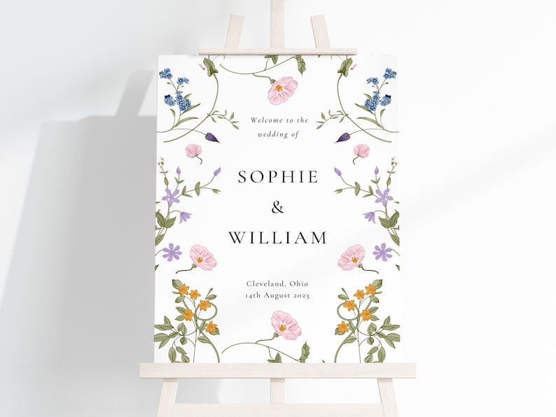 Wildflower Wedding Welcome, Floral Welcome Sign Template, Welcome Sign, Instant Download, Wedding Welcome Poster, Editable Template, KK2 image 5