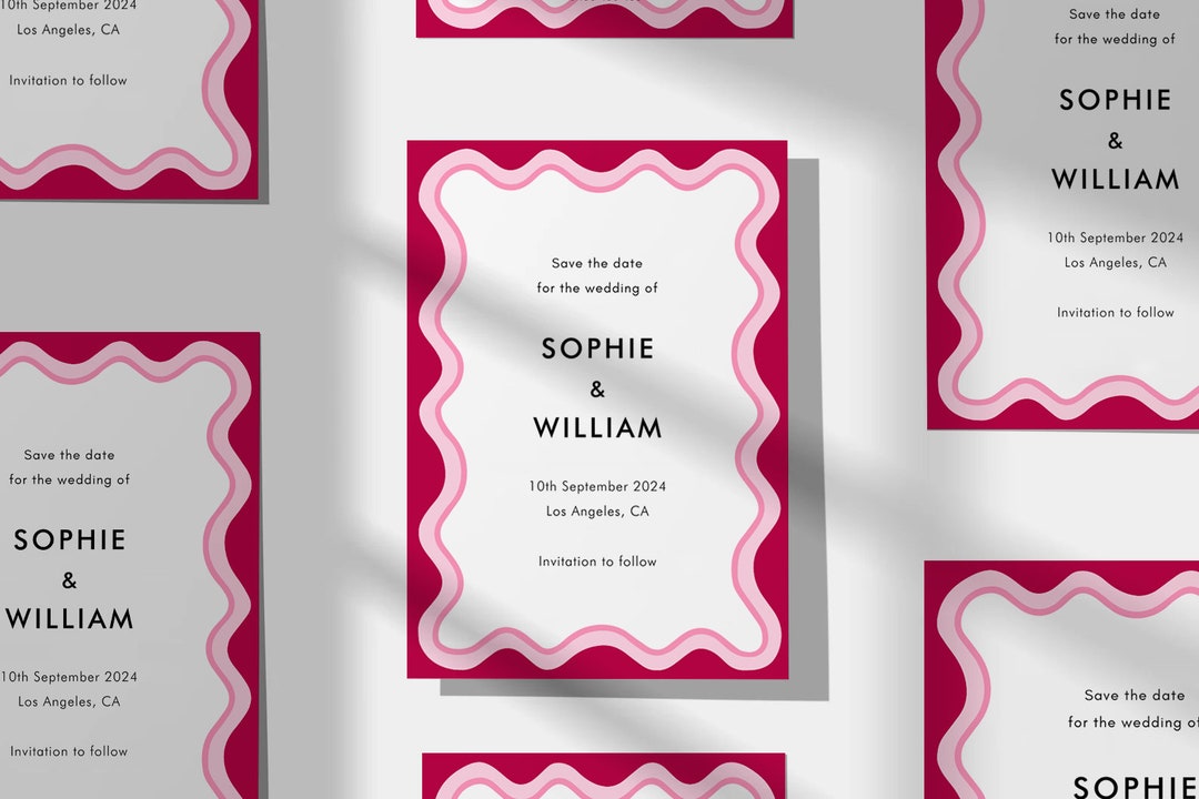 Modern Save the Date Template, Pink Save the Date, Editable Wedding ...