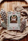 Photo Christmas Card Template, Merry Christmas Card, Bow Holiday Card,  Classic Botanical Christmas Card, Digital Christmas Cards Template